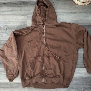Brandy Brown Zip-Up Hoodie
